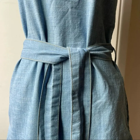 Hive & Honey Blue Chambray Shift Summer Dress Belted Medium 🔥 - Picture 5 of 14